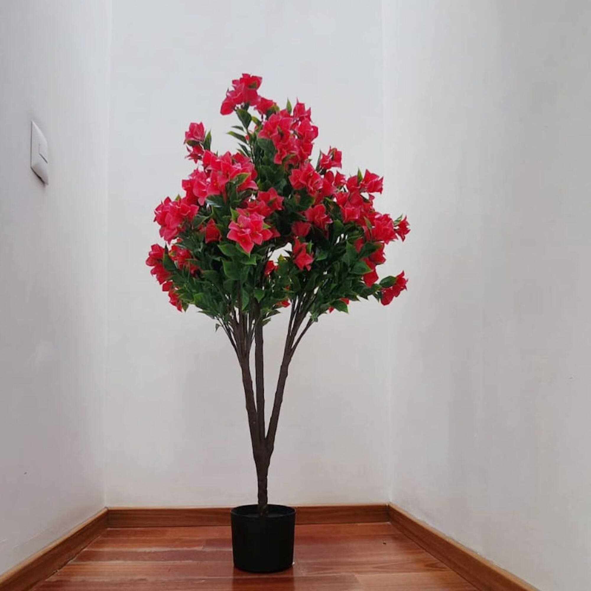 GreenSmart Dekor 4ft. Artificial Bougainvillea Plant in Black Pot